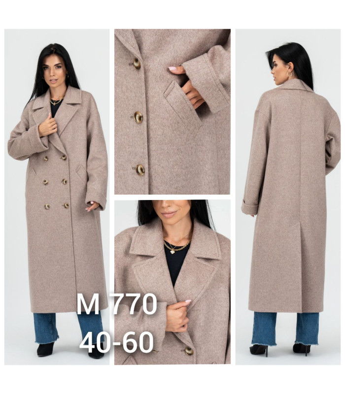 Пальто *ТМ VAM* мод. 770 Деми длиное драп пудра ПРОДАНО