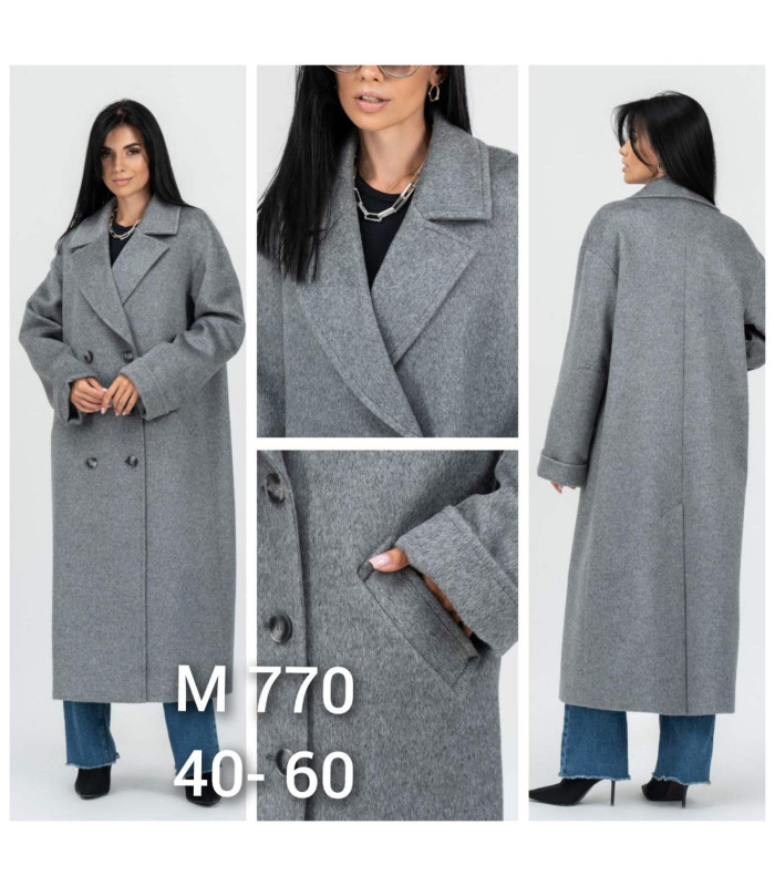 Пальто *ТМ VAM* мод. 770 Деми длиное  драп серое ПРОДАНО