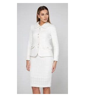 Костюм  двойка*Шалай* мод. С-036 белый рисунок Деми Наряд  жаккард