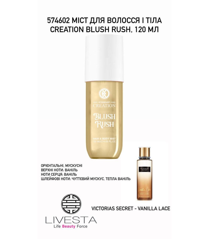 *LIVESTA* Мост для волос и тела CREATION Blush Rush, 120 мл ПРОДАНО