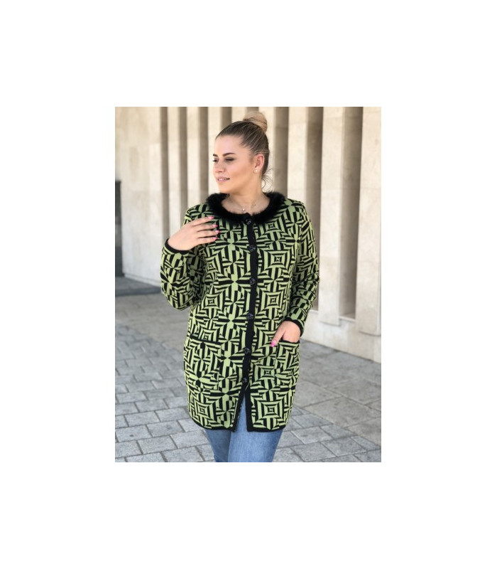 МЕХО кардиган *NITA* мод.  Л-693  джерси зеленое