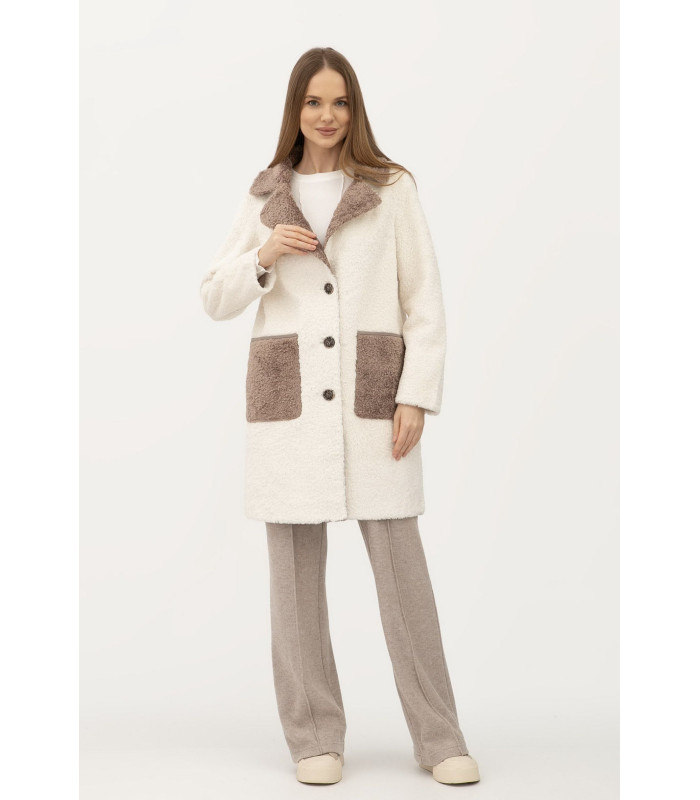 КАРМИН пальто  двухсторонее однобортное *LESIA*  молочного цвета Деми