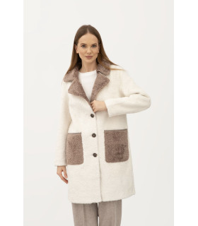 КАРМИН пальто  двухсторонее однобортное *LESIA*  молочного цвета Деми