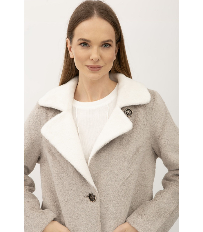 КАРМИН пальто  двухсторонее однобортное *LESIA*  серего цвета Деми