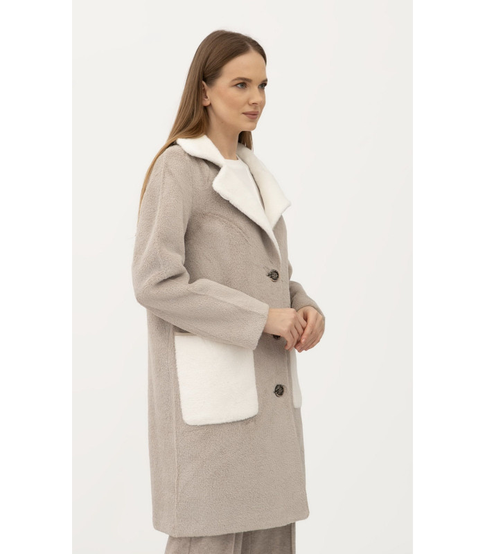 КАРМИН пальто  двухсторонее однобортное *LESIA*  серего цвета Деми