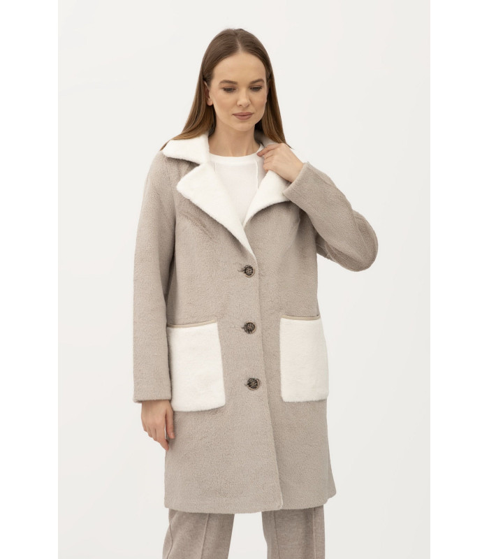 КАРМИН пальто  двухсторонее однобортное *LESIA*  серего цвета Деми