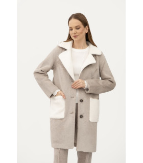 КАРМИН пальто  двухсторонее однобортное *LESIA*  серего цвета Деми