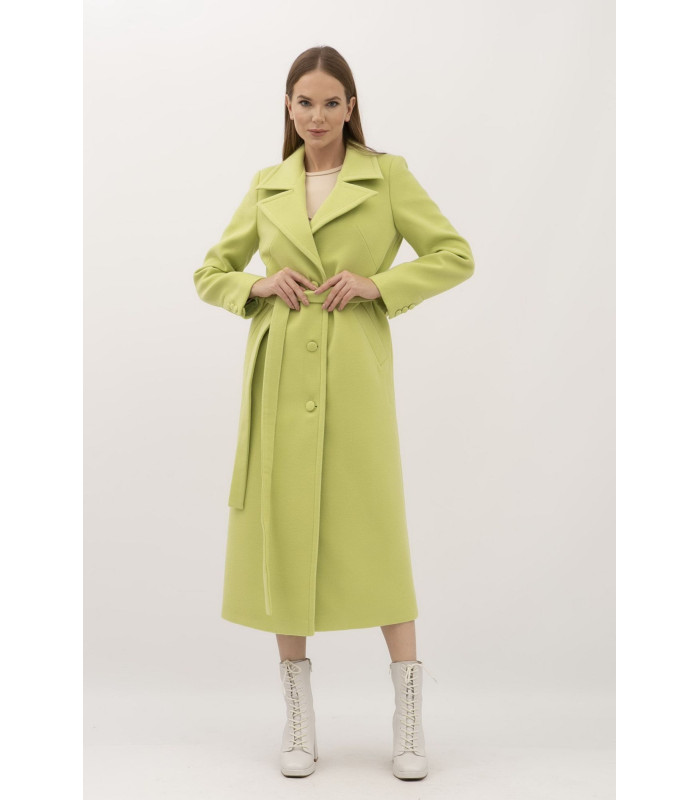 Пальто оливкового цвета длины макси Мориал  *LESIA*  арт. 139830000 Деми ПРОДАНО