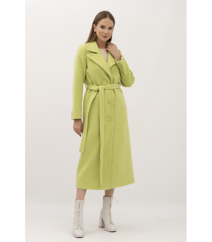 Пальто оливкового цвета длины макси Мориал  *LESIA*  арт. 139830000 Деми ПРОДАНО