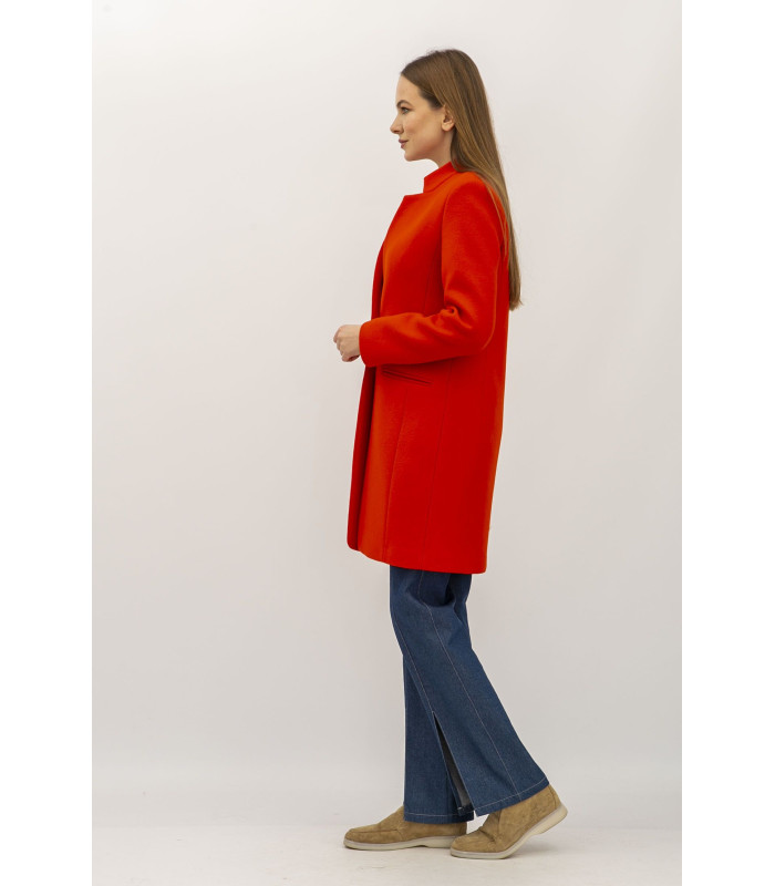 Классическое пальто кораллового цвета полуприлегающего силуэта Клера  *LESIA*  Артикул: 142940000   Деми**
