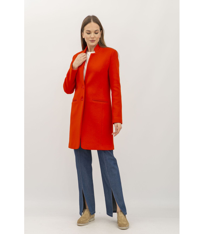 Классическое пальто кораллового цвета полуприлегающего силуэта Клера  *LESIA*  Артикул: 142940000   Деми**