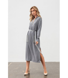 Платье Венда  *LESIA* трикотажная серего цвета с разрезом Артикул: 150960000