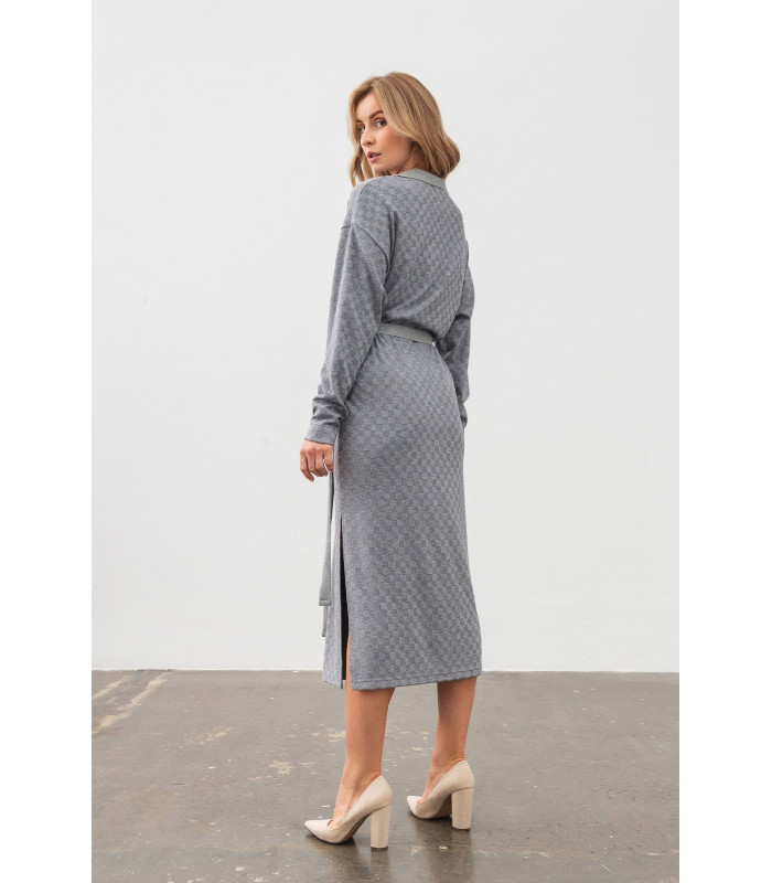 Платье Венда  *LESIA* трикотажная серего цвета с разрезом Артикул: 150960000