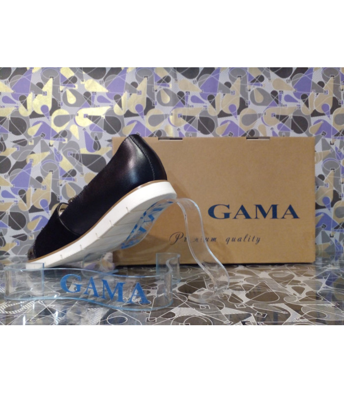 ТУФЛИ женские *лак велюр черный - синие *Gama* мод. 779 деми