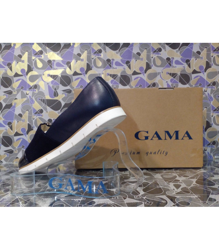 ТУФЛИ женские *лак велюр черный - синие *Gama* мод. 779 деми