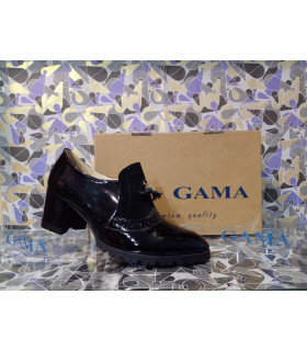 ТУФЛИ женские *Gama* мод. 773 Деми каблук лак - замш