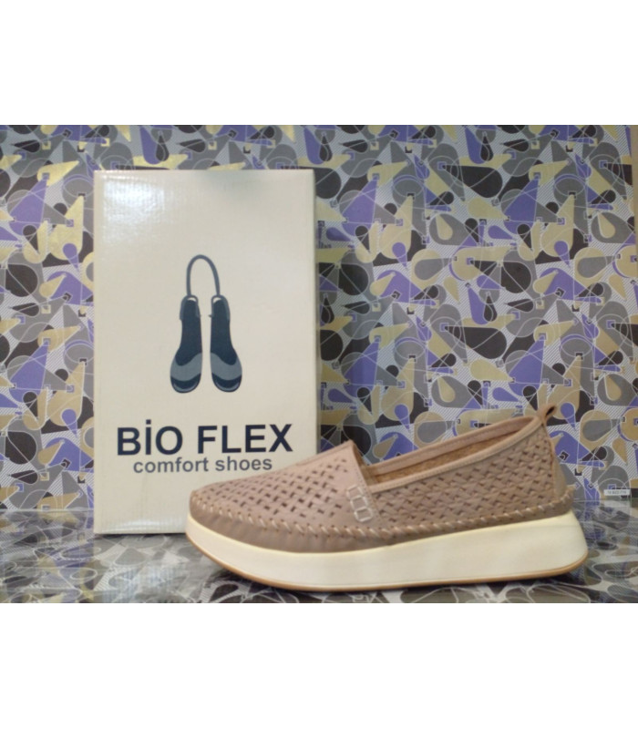 Обувь женская  *BIO FLEX* мод. 26601 бежевые перфорация