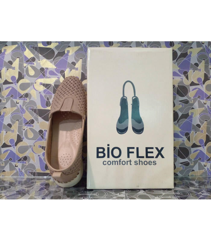 Обувь женская  *BIO FLEX* мод. 26601 бежевые перфорация