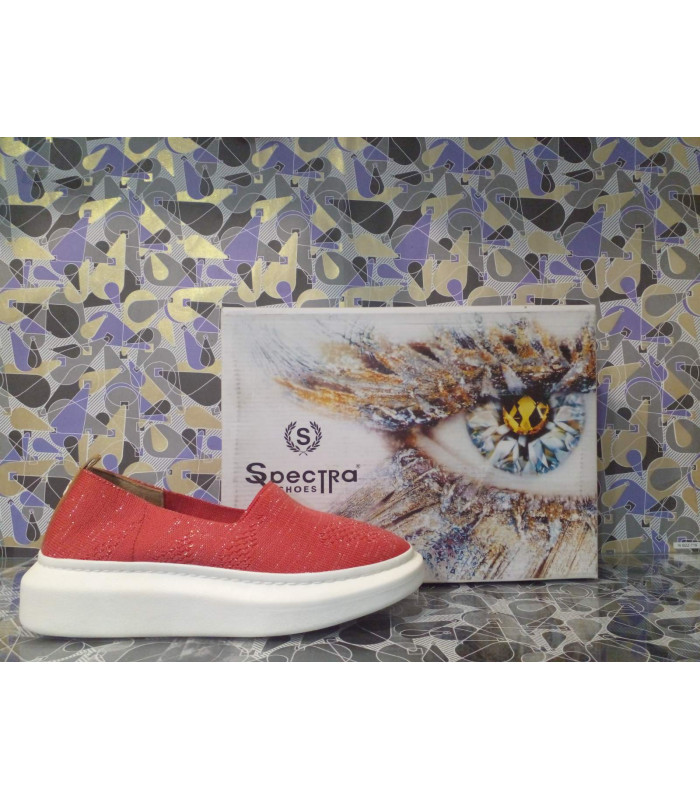Обувь женская  *SPECTRA*  мод. 084-2015 Деми Л ткань красные тон