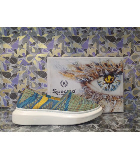 Обувь женская  *SPECTRA*  мод. 084-2015 Деми Л ткань зелено-синие тон