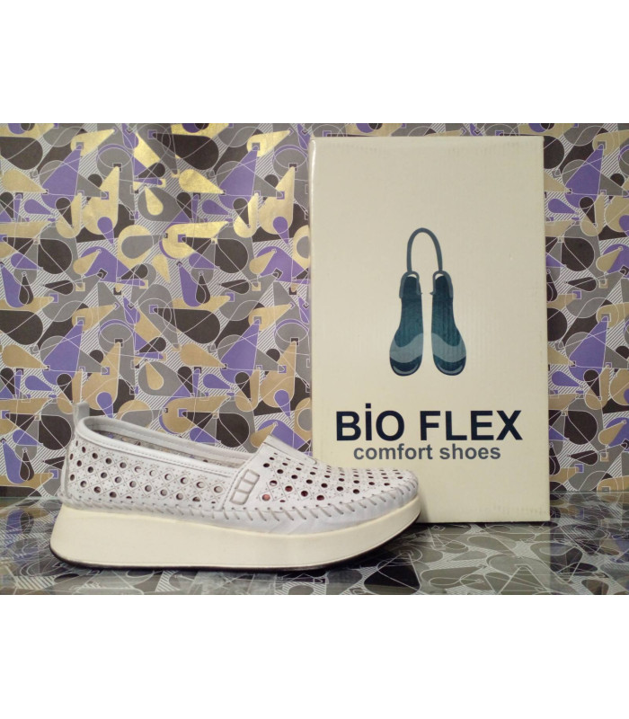 Обувь женская  *BIO FLEX* мод. 26601 белые перфорация